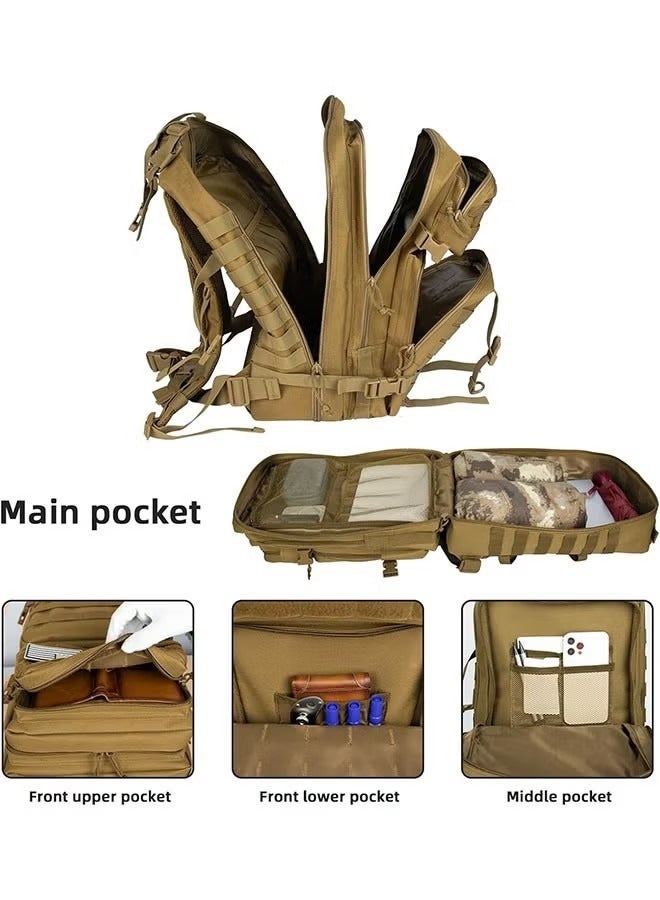 Arabest 45L Multi-pocket Military Tactical Backpack Cycling Travel Mountaineering Men's Outdoor Sports Bag Comfortable Breathable Backpack Waterproof Multi-function Casual Backpack, Hiking Backpack Camping Hiking Hunting Travel Motorcycle - Image 5